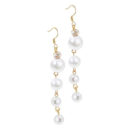 Gatuida Lange Perlenohrringe Damen Silber Ohrhänger Elegant Stilvoll Alltags Schmuck Modisch Baumelnde Ohrstecker Weiß Für Frauen von Gatuida