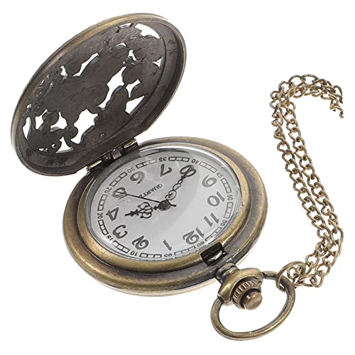 Gatuida Leere Taschenuhr 1Pc Mode Geburtstag Römisch Durchbrochen Hohl Bronze Ausgehöhlt- Japanische Klassische Legierung Halskette Hängende Ziffern Uhr Dekorative Uhr von Gatuida