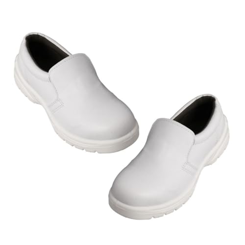 Gatuida Leichte Atmungsaktive Sicherheitsschuhe mit Stahlkappe Staub und Antistatisch rutschfeste Arbeitsschuhe für Werkstatt Handwerk BAU Herren Damen Weiß von Gatuida