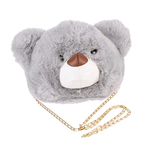 Gatuida Leichte Niedliche Bär umhängetasche aus Langlebigem Material Cartoon Storage Pouch für Modische Schultertasche in Hellgrau Praktisch und Vielseitig für Alltag und Schule von Gatuida