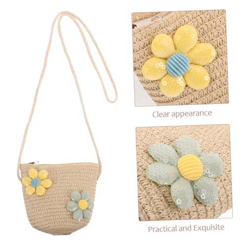 Gatuida Leichte Umhängetasche Strohbast Mini Crossbody Tasche für Mädchen Retro Geflochtene Schultertasche Modisch und Praktisch für Kleinkinder von Gatuida