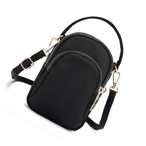 Gatuida Leichte Wasserdichte Nylon Damen Schultertasche Kompakte Crossbody Umhängetasche mit Reißverschluss Robuste Handytasche für Reisen Shopping und Alltag Schwarz von Gatuida