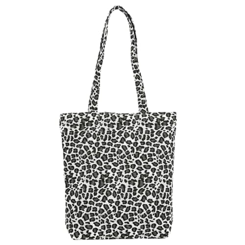 Gatuida Leopardenmuster Canvas Schultertasche Damen Große Tragetasche mit Robustem Griff Vielseitige Umhängetasche für Shopping Freizeit Reisen und Alltag von Gatuida