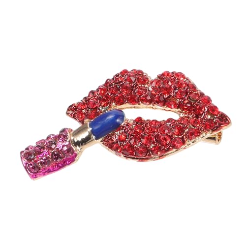 Gatuida Lipstick Brosche Damen Strass Anstecknadel Modisch Lippen Form Schmuck für Kleidung und Accessoires Leicht zu Tragen für Party Konzert an Freundinnen von Gatuida