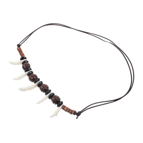 Gatuida Männer Bead Halskette mit Wolfzahn Anhänger Handgefertigte Verstellbare Tribal Stil Kette Hochwertigem für Modebewusste Männer und Alltag von Gatuida