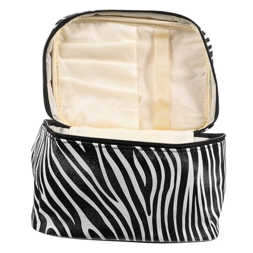 Gatuida Makeup Organizer Tasche im Zebramuster Großer Reise Kosmetik Organizer für Damen Tragbare Toilettentasche mit Viel Stauraum für Kosmetik und Pflegeprodukte von Gatuida