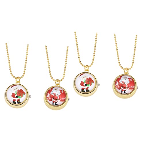 Gatuida Mechanische Uhr 4-Teilige Cartoon-Uhrenkette Drehbarer Retro-Anhänger Geburtstag Studenten Weihnachtsziffern Arabische Kette Uhren Muster Männer Römisch Mit Weihnachtshalskette von Gatuida