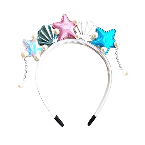 Gatuida Meerjungfrau Stirnband Blau Mit Seestern Und Muschel-design Haarband Für Mädchen Kostüm-accessoires Party Und Strandkleidung von Gatuida