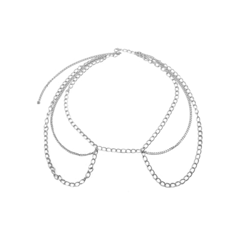 Gatuida Mehrlagige Silberne Körperkette mit Modischem Design Stilvolle Mehrschicht Bauchkette für Damen für Partys Abendveranstaltungen und Sommerliche Outfits von Gatuida