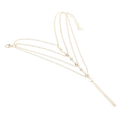 Gatuida Mehrlagiges Perlen Handketten Armband mit Integriertem Fingerring Goldfarben Verstellbar Modischer Armschmuck für Damen und Mädchen für Party und Alltag von Gatuida