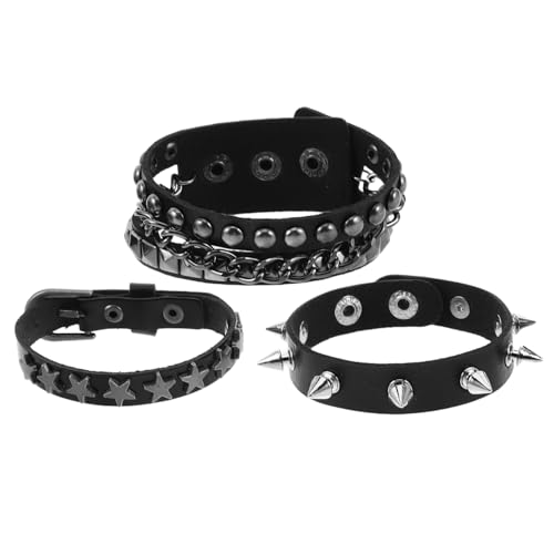 Gatuida Multilayer Punk-stil Armband Mit Nieten Für Männer Und Frauen Trendiges Kunstleder-handgelenkband in Schwarz Für Halloween Partys Und Cosplay Zubehör von Gatuida