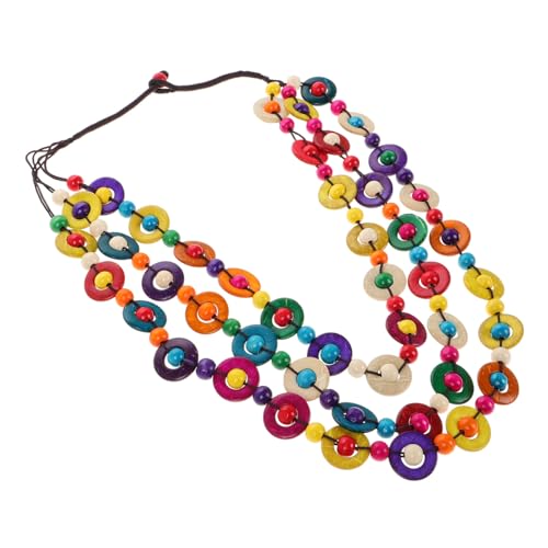 Gatuida Handgefertigte Boho Holzperlenkette mit Kokosnuss Anhänger für Frauen Ethnische Lange Halskette Vielseitig für Urlaub und Strand Bunte Schmuckaccessoires von Gatuida