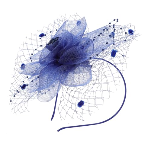 Gatuida Mesh Fascinator Headpiece Stirnband für Damen Romantisch Eleganter Haarschmuck für Hochzeit Tea Party Cocktail und Festliche Anlässe Blaues Netzdesign Leichter Kopfschmuck von Gatuida