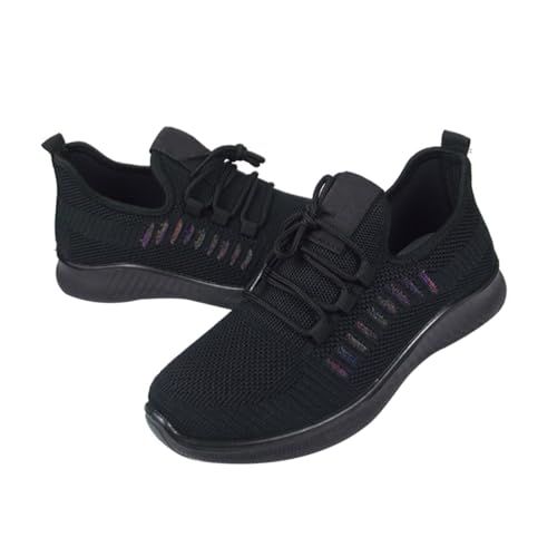 Gatuida Mesh Sneakers Damen Leichte Sportschuhe Atmungsaktiv rutschfest Gepolsterte Sohle Bequeme Freizeit und Walking Schuhe Schwarz von Gatuida