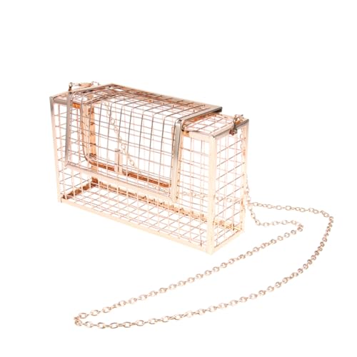 Gatuida Metall Clutch Handtasche Damen Hohlkäfig Korb Abendtasche mit Kette Leichte Kleine Umhängetasche für Party Prom und Alltag Exklusives Geometrisches Design in Gold von Gatuida