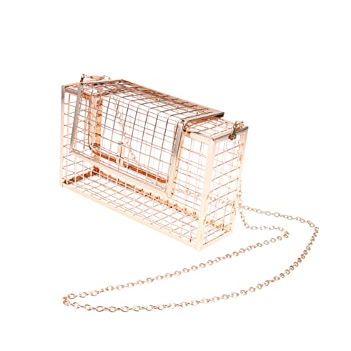 Gatuida Goldene Metall Clutch Abendtasche Damen Korb Hohlbox Mit Kette Schultertasche Für Frauen Prom Mädchen Platz Für Schlüssel Geldbörse Lippenstift Handy Sonnenbrille von Gatuida