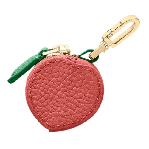 Gatuida Mini Geldbörse Schlüsselanhänger Pfirsichform mit Grünem Süße Münztasche Multifunktional für Schlüssel Münzen und Zugangskarten Praktischer Tragbarer Mini Coin Purse für Damen und von Gatuida