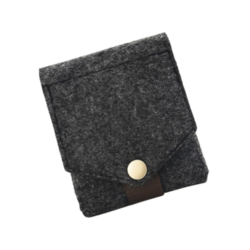 Gatuida Mini Kosmetiktasche aus Filz mit Spiegel Tragbare Lippenstift Aufbewahrungstasche Quadratische Snap Button Box Praktische Make Up Tasche für Damen Dunkelgrau Kompakt und Sicher von Gatuida