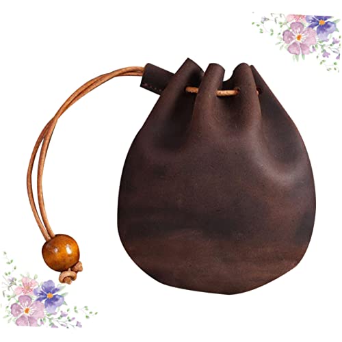 Gatuida Mini Ledertaschen Münztasche Vintage Geldbörse Multifunktionale Schlüsselaufbewahrung Kaffeefarben für Münzen Wechselgeld Schlüssel Quittungen von Gatuida