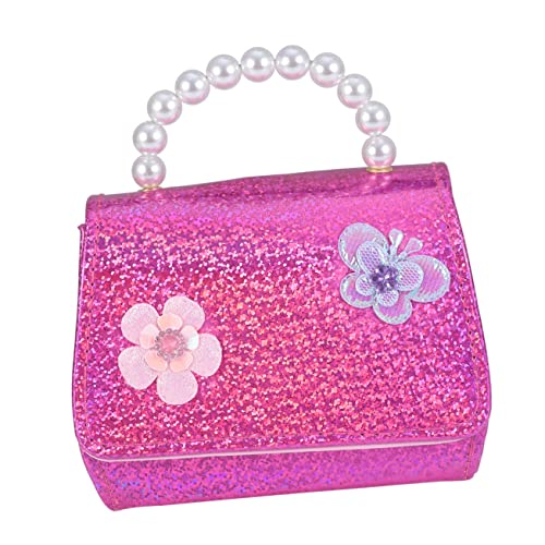 Gatuida Mini Perlen Handtasche für Mädchen Umhängetasche mit Blumenmuster Abnehmbarem Schultergurt und Großem Stauraum für Schmuck und Snacks Rot von Gatuida