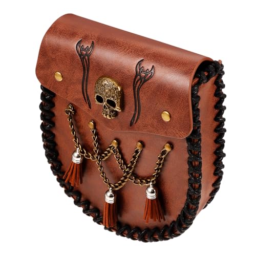 Gatuida Mittelalterliche Gürteltasche PU Retro Renaissance Geldbörse für Cosplay Festivals und Kostümpartys Tragbare Umhängetasche zur Aufbewahrung von Karten und Persönlichen von Gatuida