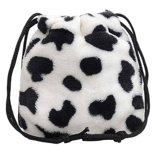 Gatuida Modische Crossbody Bag Damen Plüsch Schultertasche mit Kuhmuster Kordelzug Design Vielseitig Tragbar als Umhängetasche Mittlere für Alltag Shopping und Party von Gatuida