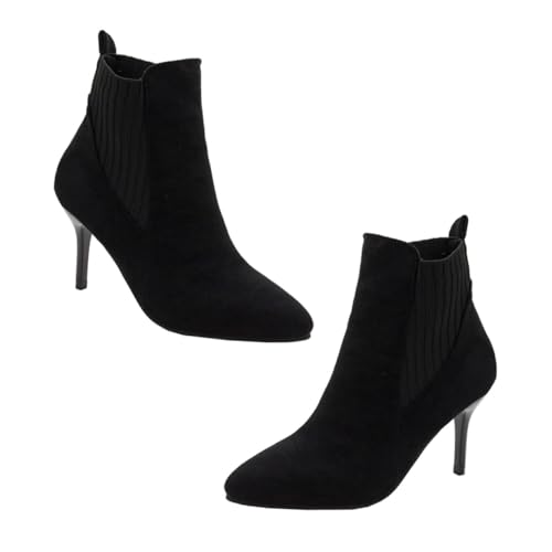 Gatuida Modische Damen Ankle Boots mit Zehenpartie Kurze Absatzstiefel aus Mattem Material für Herbst und Winter Bequeme Stilvolle Schuhe für Frauen und Mädchen Vielseitig Kombinierbar von Gatuida