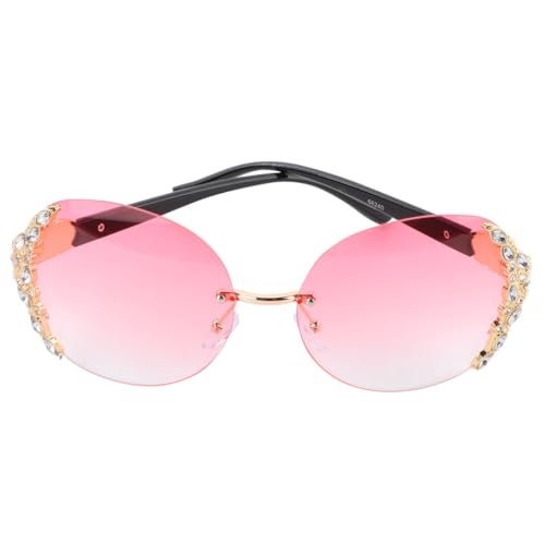 Gatuida Modische Damen Sonnenbrille mit Goldenem Rahmen und Pinkem Farbverlauf Kreative Randlose Party brille Leichtes Design für Strand und Outdoor Stilvolles Accessoire für Damen von Gatuida