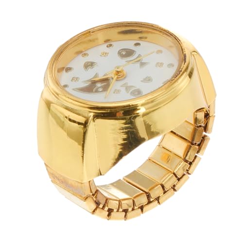 Gatuida Modische Fingeruhr Damen Ringuhr mit Katzenmotiv Schmuckring Uhrzeit Anzeige Kleine Goldfarben Praktischer Schmuck für Mädchen und Frauen von Gatuida