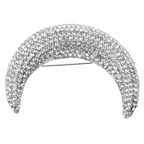 Gatuida Mondbrosche Anstecknadel Damen Kleid Schmuck mit Strass Langlebige Fester Halt Modisches Accessoire für Anzug Rucksack und Party Silberfarben Mondförmig von Gatuida