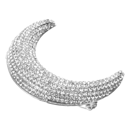 Gatuida Mondbrosche mit Funkelndem Strassbesatz Silberfarbene Anstecknadel für Damen Kleid Brosche Vielseitiger Anzug Lapel Pin Langlebiges für Kleidung Schals und Rucksäcke von Gatuida
