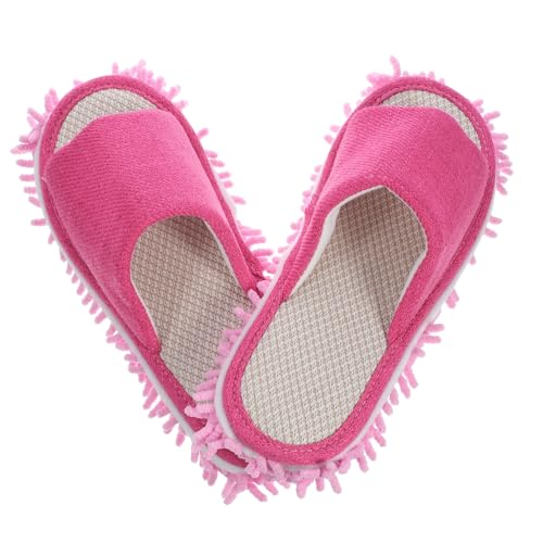 Gatuida Mop Slippers mit Abnehmbarer Waschbarer Sohle für Bodenreinigung Chenille Hausschuhe für Zuhause gegen Staub und Tierhaare Rutschfest Geeignet für Holz Fliesenböden von Gatuida