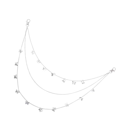 Gatuida Hip Hop Hosenkette Damen Mehrlagige Schmetterlingskette Taillenkette Metall für Jeans und Partys Stilvolles Kettendekor Unisex Körperkette für Festivals und Nachtclubs von Gatuida