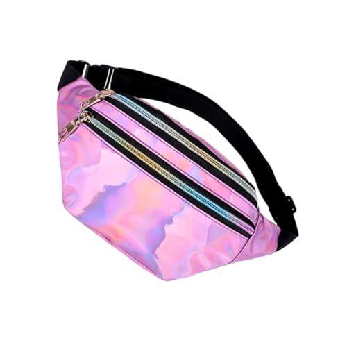 Gatuida Multifunktionale Glänzende Damen Hüfttasche mit Diebstahlschutz Tragbare Bauchtasche und Umhängetasche für Reisen Radfahren Freizeit und Alltag Modisches Pinkes Design von Gatuida