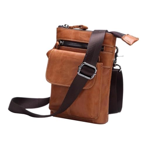 Gatuida Multifunktionale Herren Umhängetasche mit Reißverschluss Große Casual Business Pouch Verstellbarer Schultergurt Leichter Outdoor Daily Bag für Alltag und Reisen Braun von Gatuida