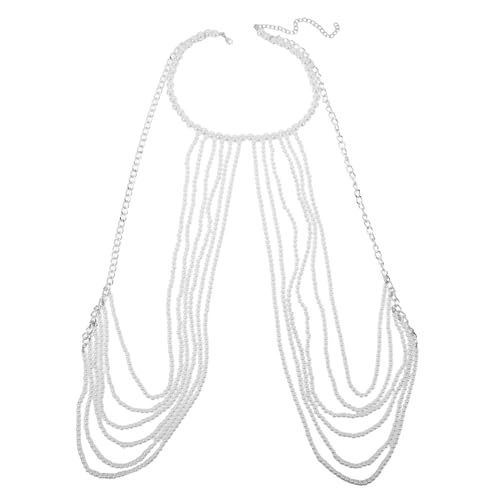 Gatuida Multilagige Damen Body Chain mit Imitationsperlen Vintage Hohl-design Leichte Hautfreundliche Perlenkette Vielseitiger Körperschmuck für Hochzeit Party und Alltag von Gatuida