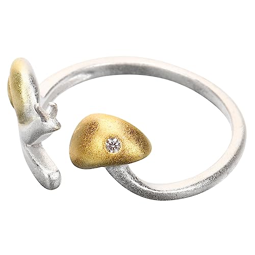 Gatuida Mushroom Design Ring für Frauen Verstellbarer Ästhetischer Ring mit Schneckenmotiv Modeschmuck Hochwertige Kupfermaterialien für Alltag von Gatuida