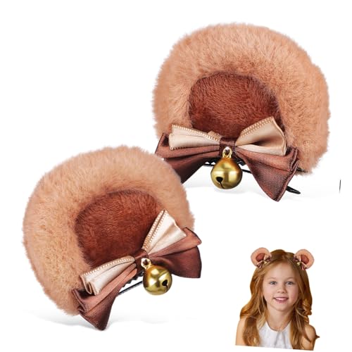 Gatuida Niedliche Bärenohren Haarklammer mit Schleife Sichere Haarspange für Mädchen Kawaii Cosplay Kopfbedeckung Geeignet für Partys Halloween Weihnachten und Festliche Anlässe von Gatuida