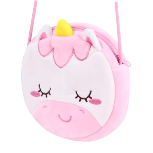 Gatuida Niedliche Einhorn Schultertasche Mini Cartoon Umhängetasche Plüsch Rundes Schlüsselanhänger Täschchen für Mädchen in Hellrosa Leicht Tragbar und Modisch von Gatuida