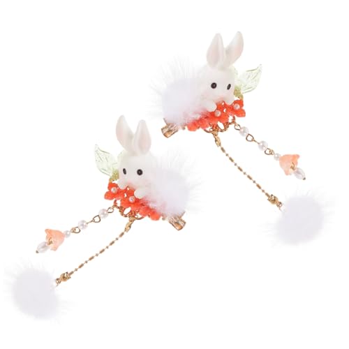 Gatuida Niedliche Hasen Haarspangen mit Quaste und Plüschbommel Robuste Metallclips Haarschmuck für Mädchen zu Ostern Eleganter Haaraccessoires von Gatuida