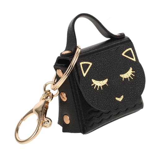 Gatuida Niedliche Katzen Münzbörse Schlüsselanhänger Mini Geldbörse Leicht Tragbar Cartoon Anhänger Charm für Damen und Mädchen Praktisch für Münzen und Schlüssel Schwarzes Design von Gatuida