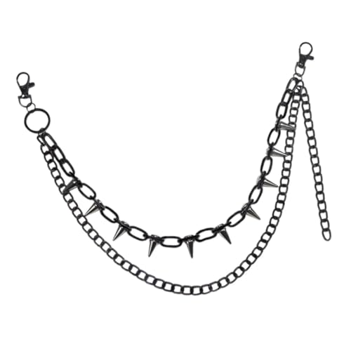 Gatuida Nieten Hosenkette Damen Herren Doppelreihig Gothic Punk Taillenkette Metallverzierung Streetwear Hip Hop Jeans Accessoire Unisex Modisch Individuell von Gatuida