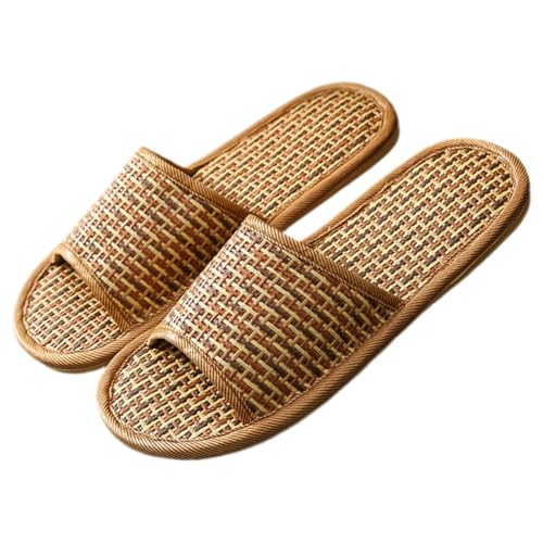 Gatuida Nordic Hausschuhe Damen Herren Leichte Atmungsaktive Geflochtene Rattan Slippers Sommer Indoor Schuhe Komfortable Hauspantoffeln Unisex für Heiße Tage von Gatuida