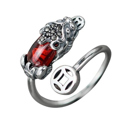 Gatuida Rot Offener Ring Für Frauen Kreativer Kupfer Münzring Modischer Fingerring Glücksring Elegantes Design Für Freizeit Und Besondere Anlässe von Gatuida