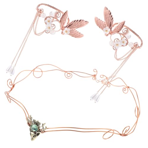 Gatuida Ohrringe Damen Non Piercing Ohrclips mit Elfenkrone und Ohrmanschette Roségoldfarbene Ästhetische Ohrschmuck für Geburtstag Hochzeit Halloween Dekorative Ohrclips von Gatuida
