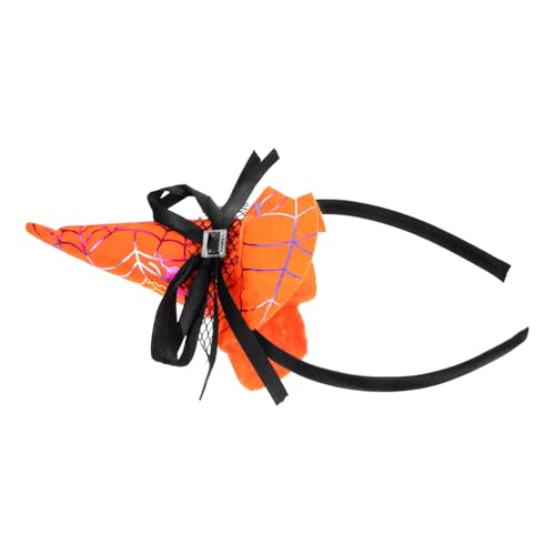 Gatuida Orangefarbener Halloween Hexenhut Stirnband Hexenhut Haarschmuck Komfortables Halloween Kostüm Zubehör für Damen Party von Gatuida