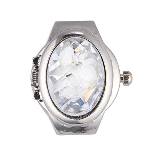 Gatuida Ovaler Fingerring Uhr Modischer Quarzuhrenring Für Herren Und Damen Unisex Weiß Elastisches Band Kombination Aus Stil Und Funktionalität von Gatuida