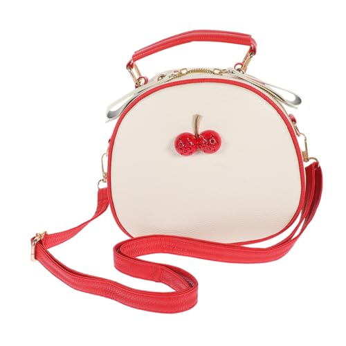 Gatuida PU Crossbody Bag Damen Kirschen Design Rot Beige Strapazierfähig und Schnittfest Modische Umhängetasche für Teenager und Erwachsene Leichte Schultertasche für Alltag und Schule von Gatuida
