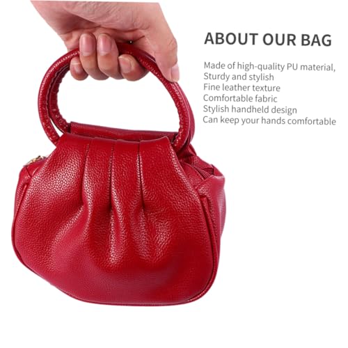 Gatuida PU Damen Mini Geldbörse Handtasche mit Reißverschluss und Schnalle Modische Münztasche in Rot Kompakt und Sicher für Alltag und Shopping Elegantes Falten Design Gatuida PU Damen Mini Geldbörse Handtasche mit Reißverschluss und Schnalle Modische Münztasche in Rot Kompakt und Sicher für Alltag und Shopping Elegantes Falten Design von Gatuida