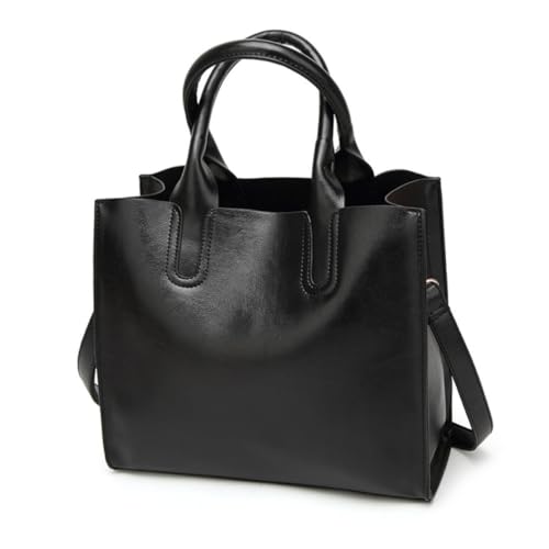 Gatuida PU Damen Schultertasche Elegant Retro Design Große Kapazität Alltag Einkaufstasche Schwarz Vintage Umhängetasche Handtasche von Gatuida